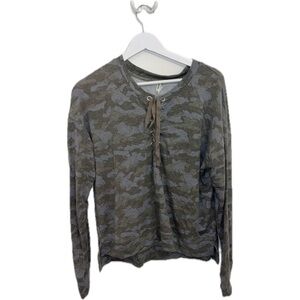 Mudd Olive Lace-Up Top